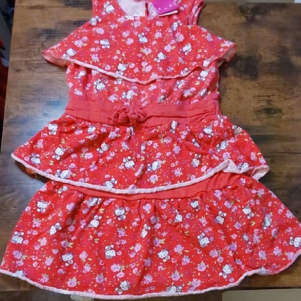 SOLD-Hello Kitty Red Floral Kids Dress - Picture 5 of 6